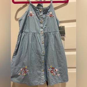 Girls denim dress with embroidered detail